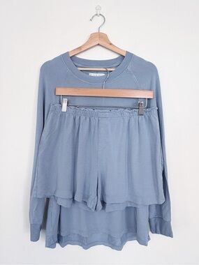 LAKE || Relax Shorts Set in Dusty Blue Loungewear Pajamas Large